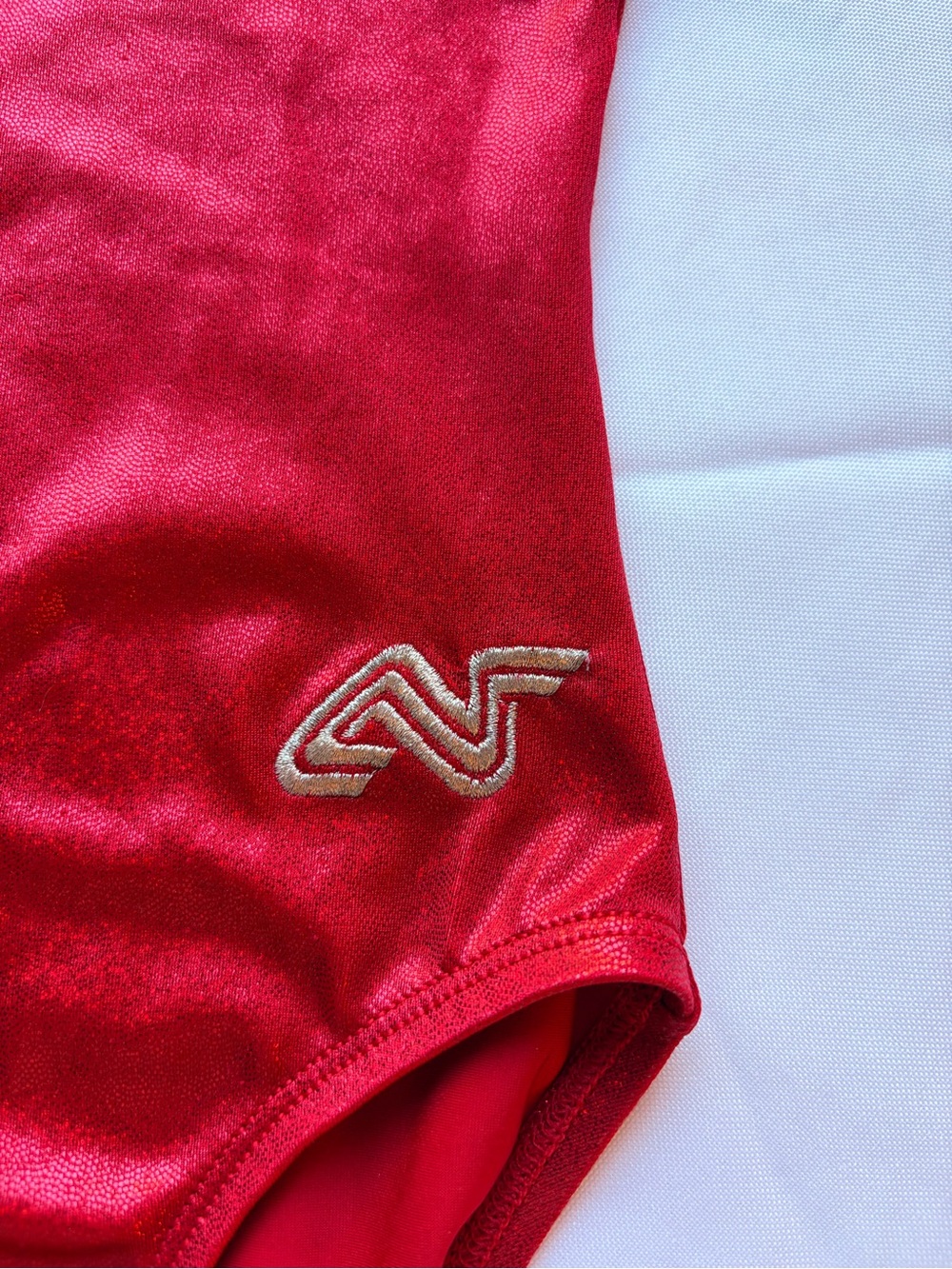 Alpha Factor Red Gymnastics Leotard with Rhinestone Details Child Large - Picture 4 of 4